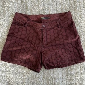 PrAna eyelet shorts size 4 burgundy